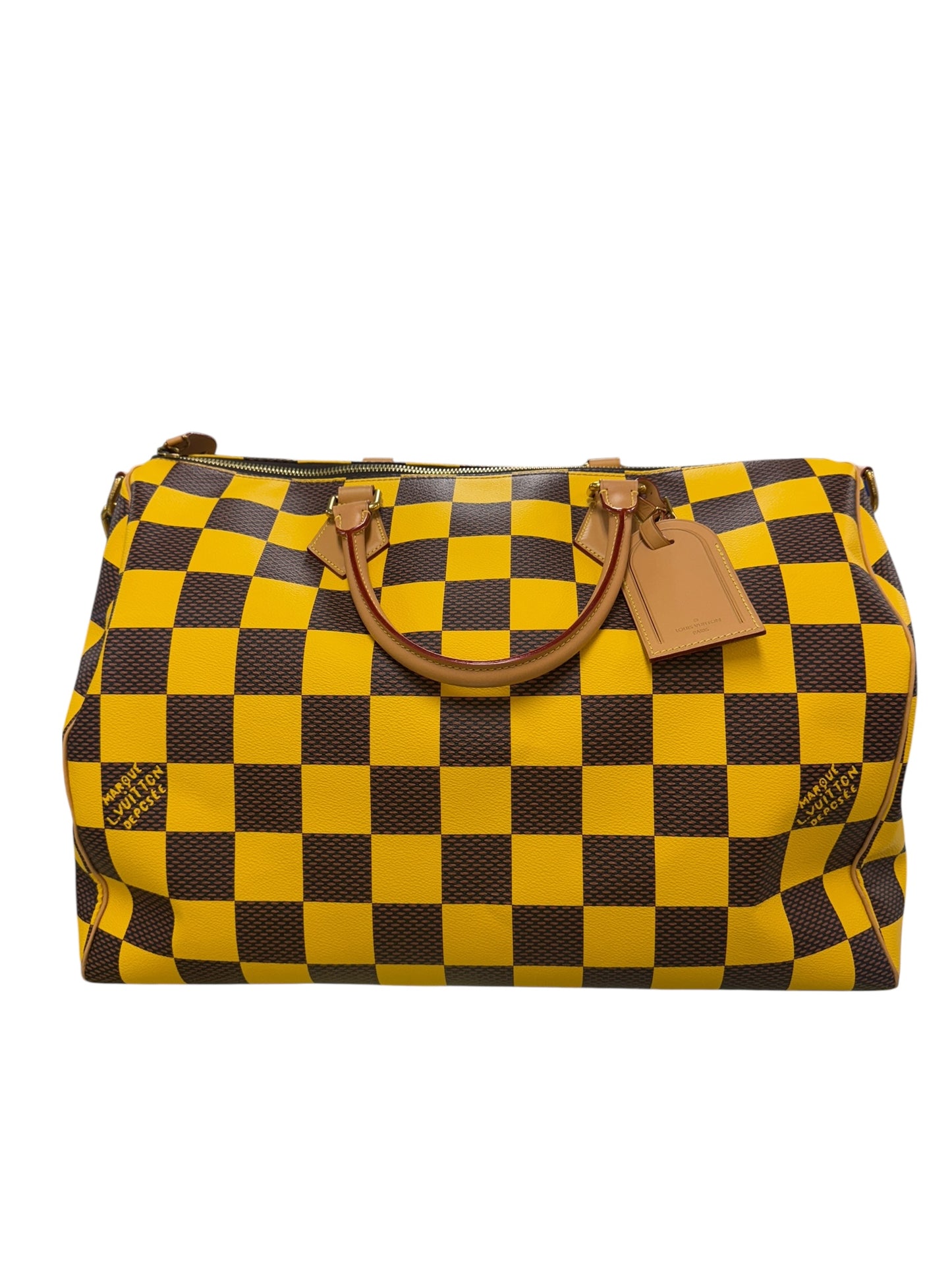Authentic Louis Vuitton Speedy 50 Bandoulière Damier Pop In Yellow 0528750