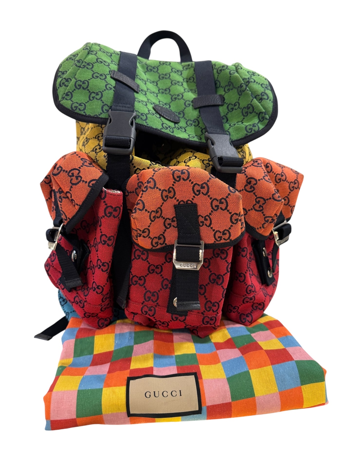 Authentic Gucci Multicolor GG Canvas Backpack 0528613