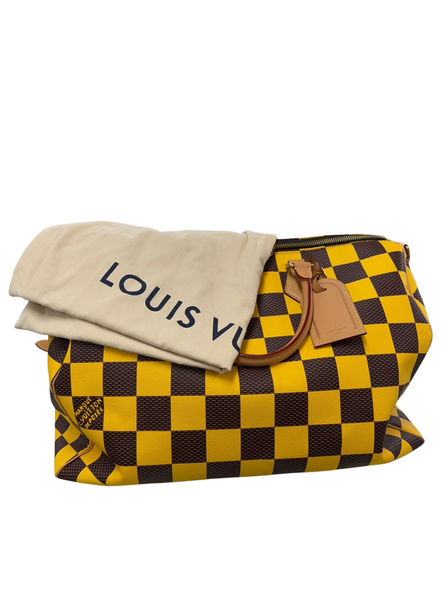 Authentic Louis Vuitton Speedy 50 Bandoulière Damier Pop In Yellow 0528750