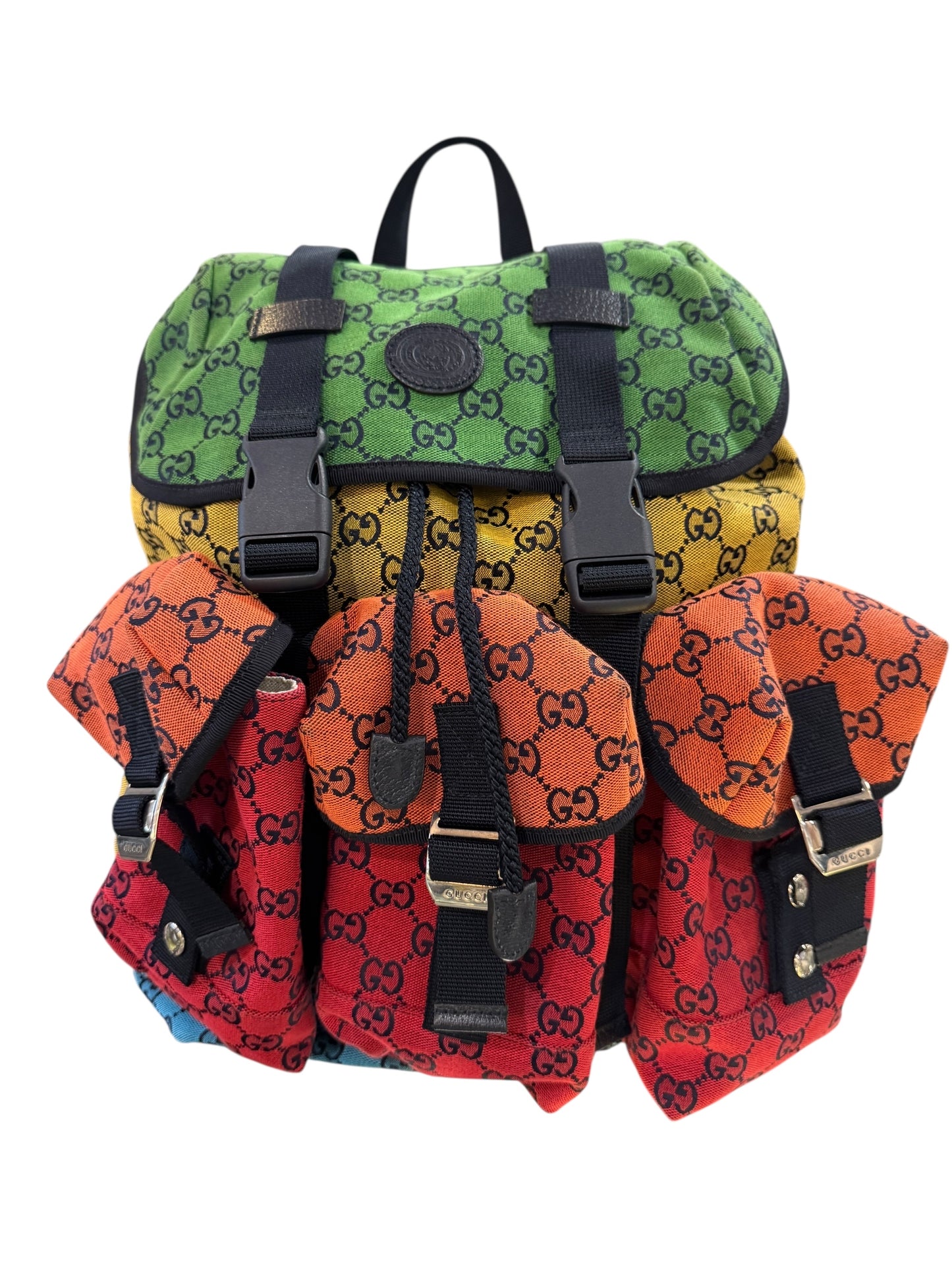 Authentic Gucci Multicolor GG Canvas Backpack 0528613