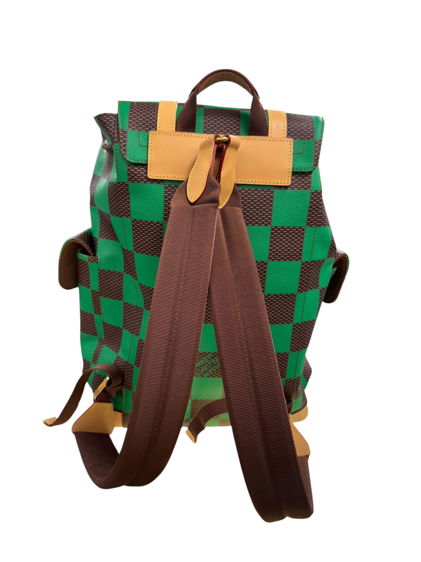 Authentic Louis Vuitton Christopher MM Backpack Damier Pop Green 0528609