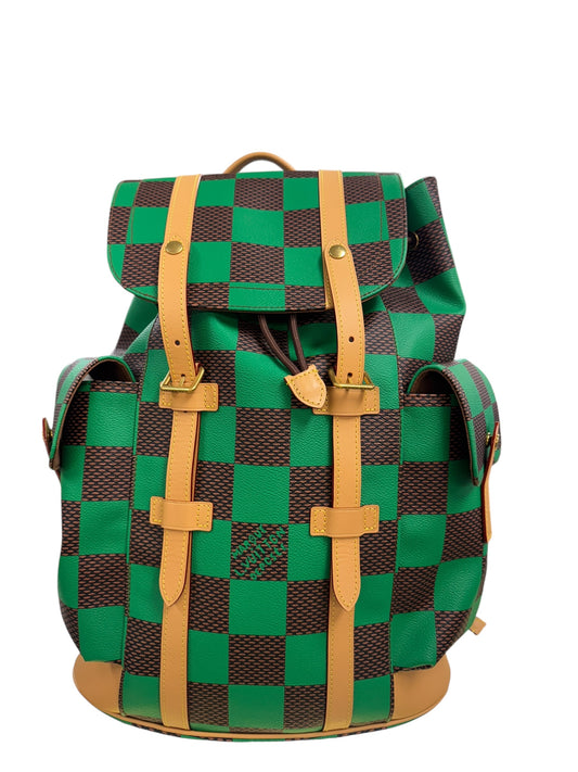 Authentic Louis Vuitton Christopher MM Backpack Damier Pop Green 0528609
