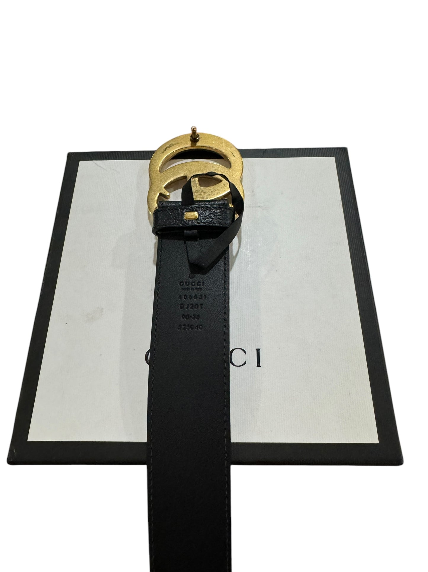 Gucci - Black GG Marmont Belt w/Gold (Size 90 / 36) 1406508