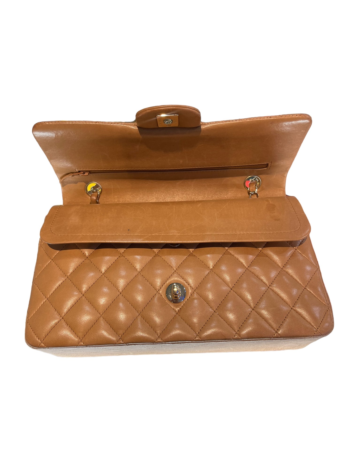 Chanel - Double Flap in Quilted Lambskin in Dark Tan 1401911