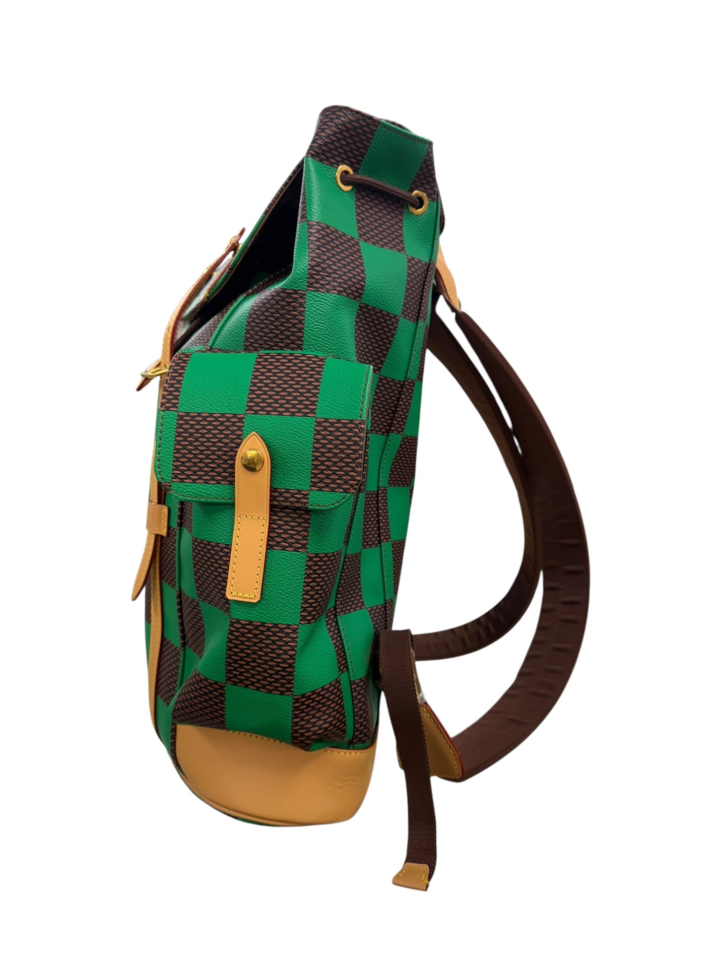 Authentic Louis Vuitton Christopher MM Backpack Damier Pop Green 0528609