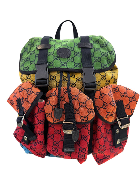 Authentic Gucci Multicolor GG Canvas Backpack 0528613