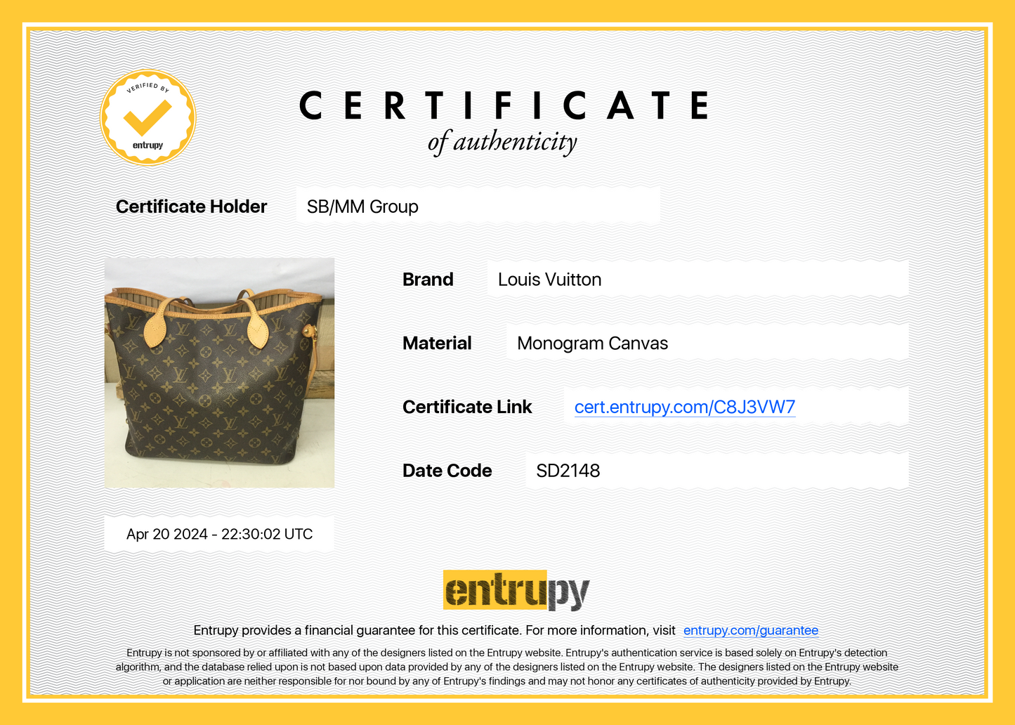 Louis Vuitton - Neverfull MM Tote Monogram Canvas 1018242