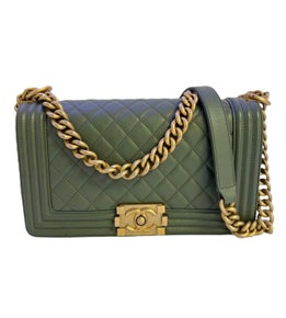 Chanel - Medium Boy Bag in Quilted Olive Green – curatedbysol